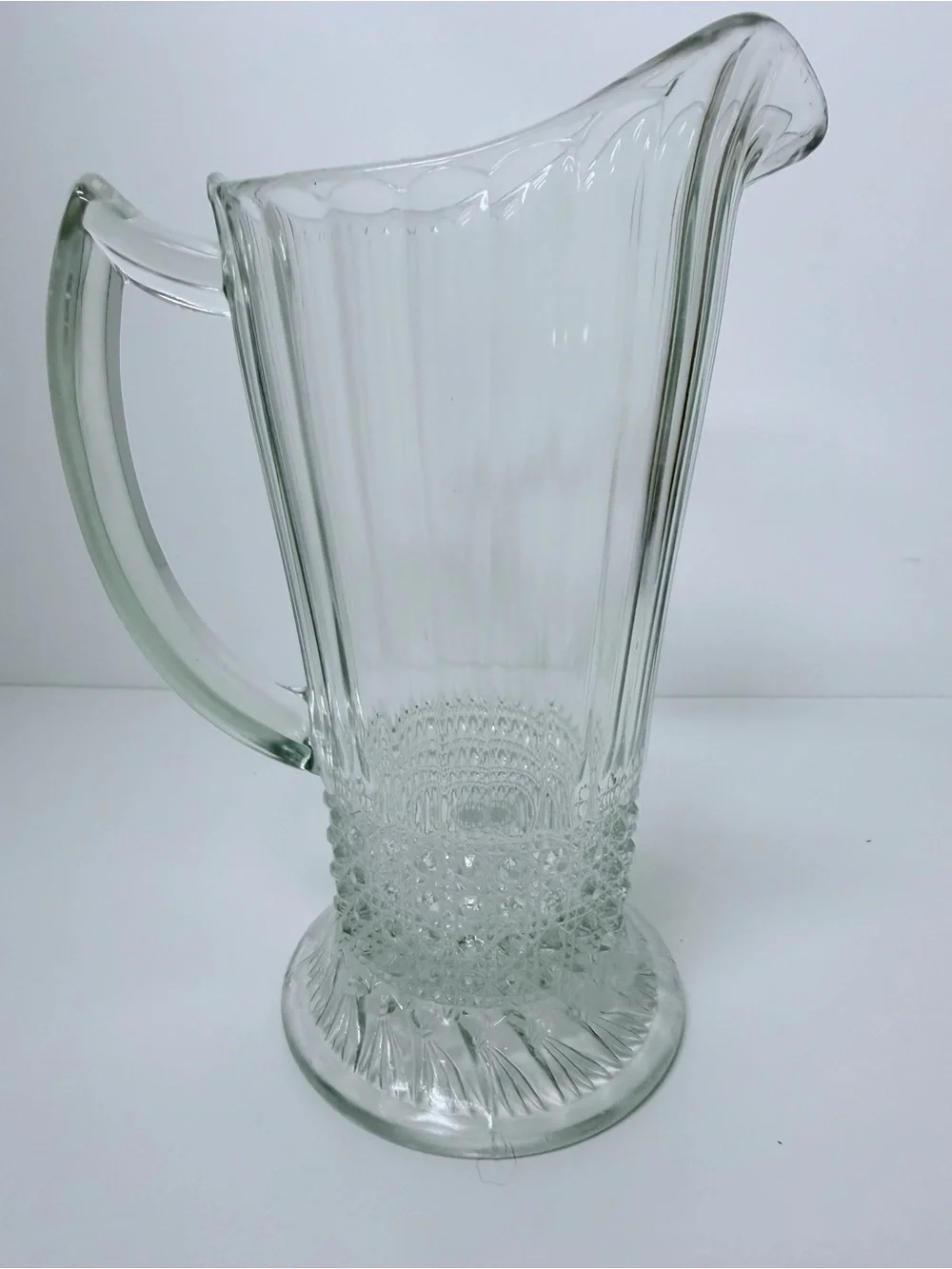 Imperial Glass Flute and Cane Pitcher